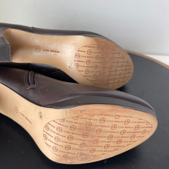 Giani Bernini‎ Boots Women Sz 11 M Brown Leather Platform Ankle Fashion Booties - Picture 11 of 12